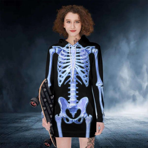 Blue Skeleton Spooky – Skull Clothing – Skull Hoodie Dress