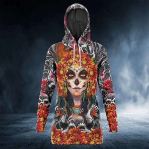 Flowers Mother Earth Queen Sugar Skull – Skull Hoodie Dress