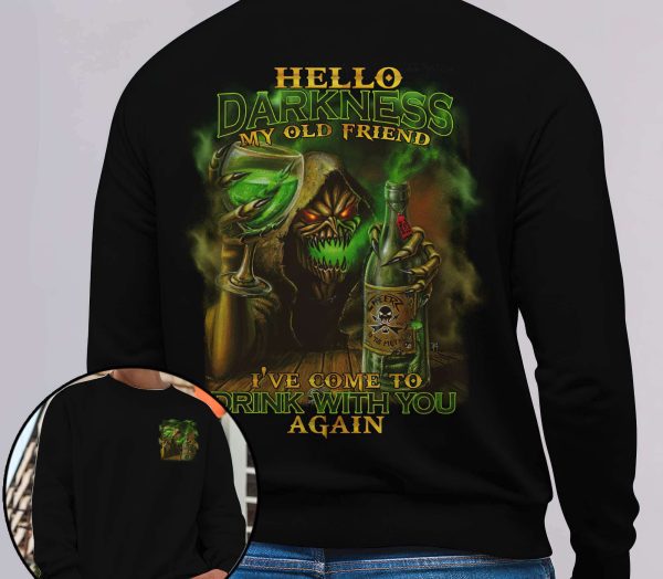 Hello Darkness My Old Friend – Come To Drink With You – Skull Sweater Mens