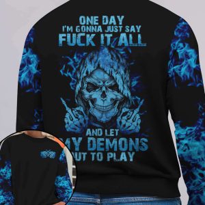 My Demons Out To Play – Skull Clothing – Skull Sweater Mens