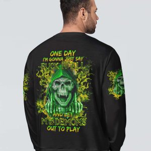 One Day Let My Demons Out To Play – Skull Sweater Mens
