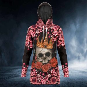 Pink Flowers Queen Crown – Skull Clothing – Skull Hoodie Dress