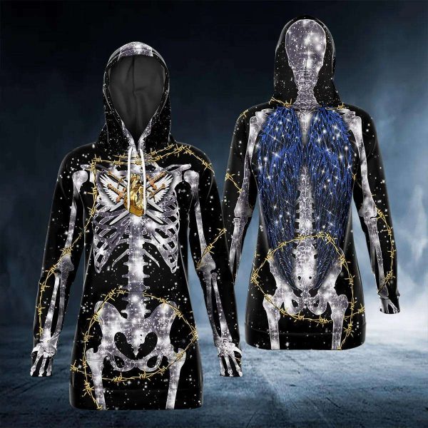 Silver Angel Skeleton Four Of Swords Heart Fantasy – Skull Hoodie Dress